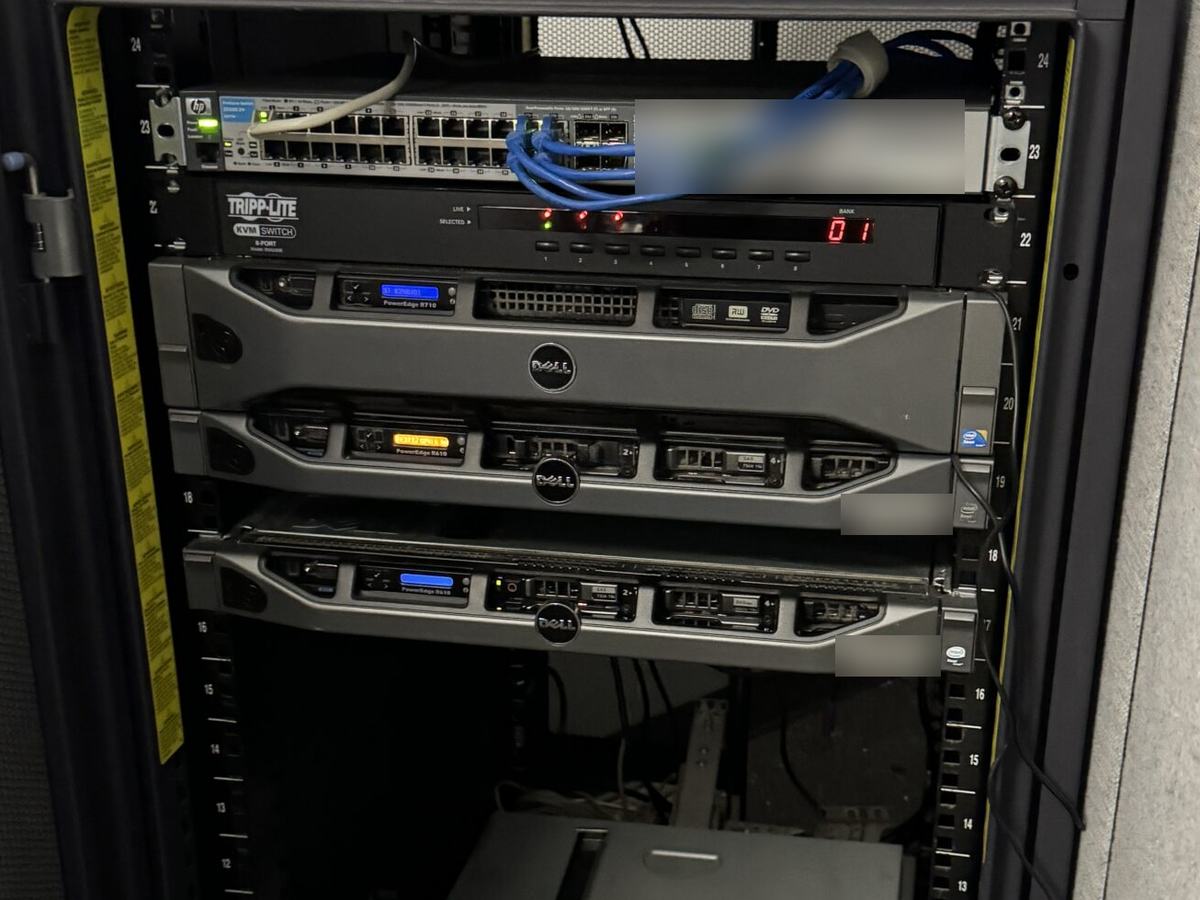 Clean, labeled network rack installed by A+ Network Solutions